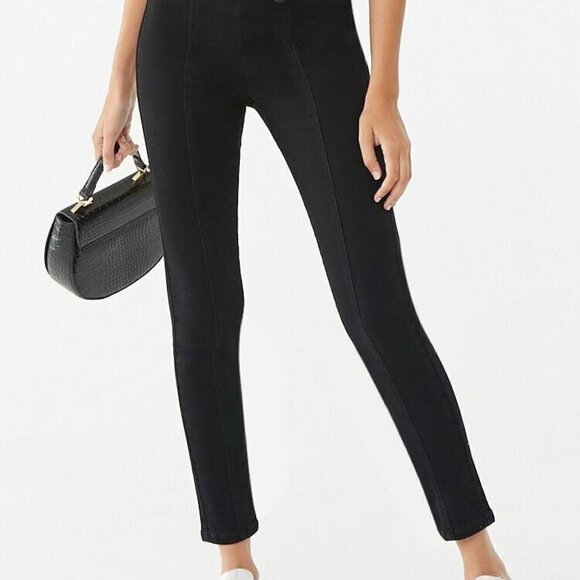 Forever 21 black Double-Breasted Skinny Jeans.  Size 24 - Picture 1 of 9